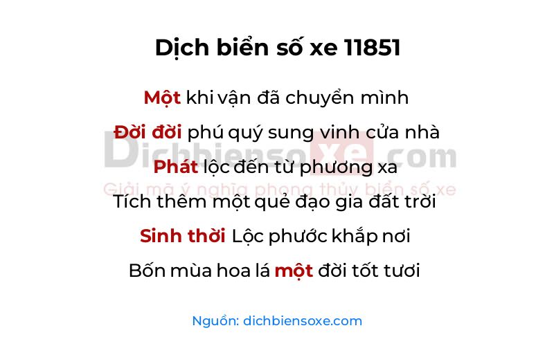 Dịch thơ biển số 11851