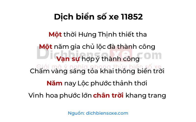 Dịch thơ biển số 11852