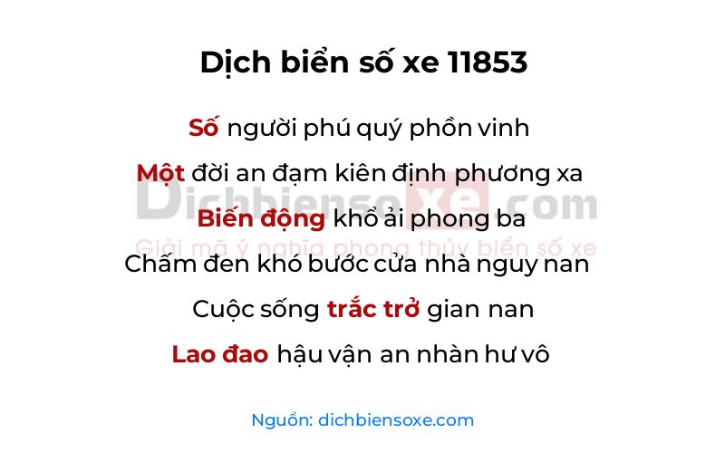 Dịch thơ biển số 11853
