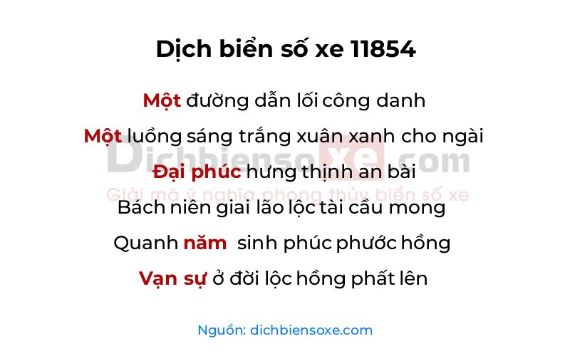 Dịch thơ biển số 11854