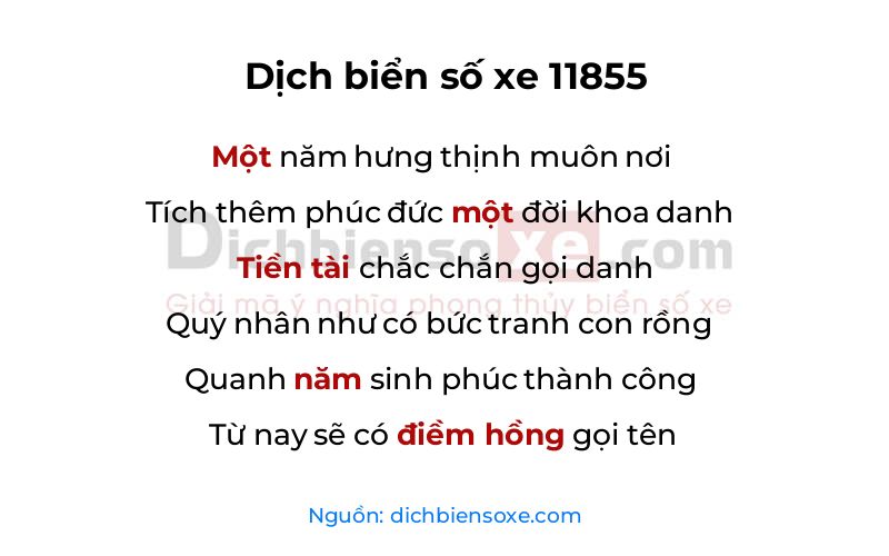 Dịch thơ biển số 11855