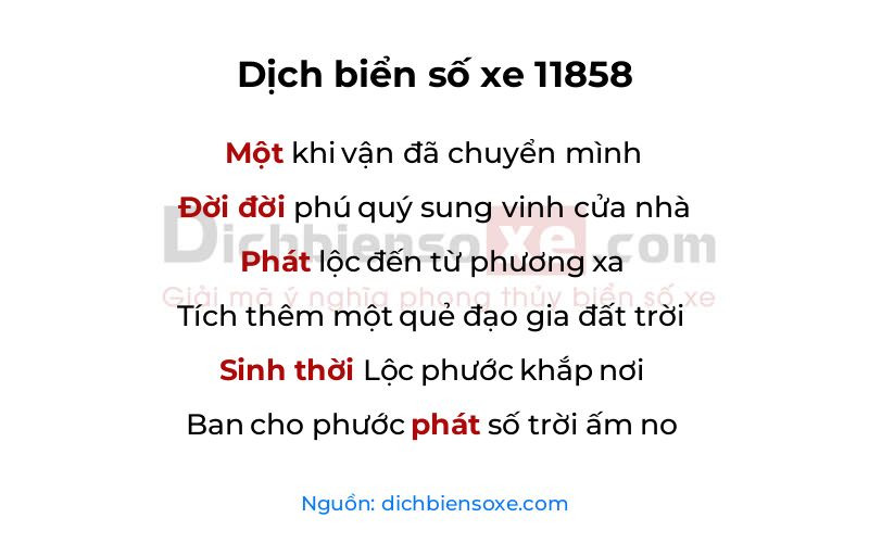 Dịch thơ biển số 11858