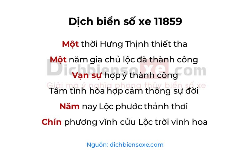 Dịch thơ biển số 11859