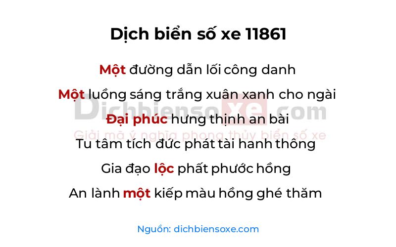 Dịch thơ biển số 11861