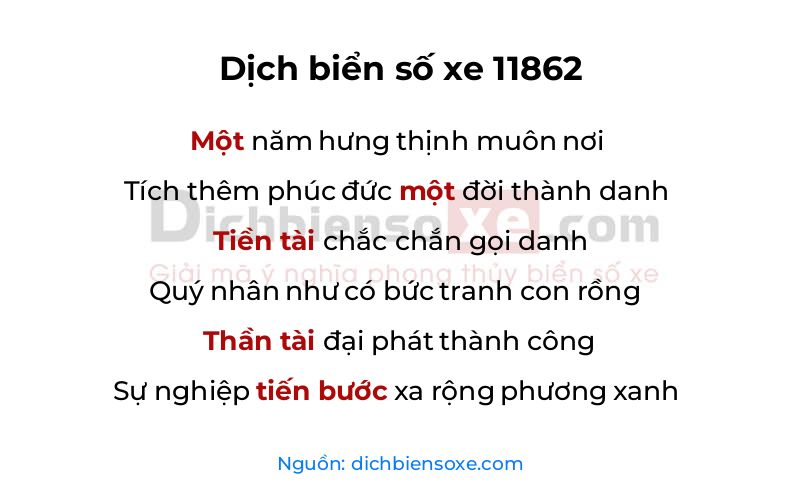 Dịch thơ biển số 11862