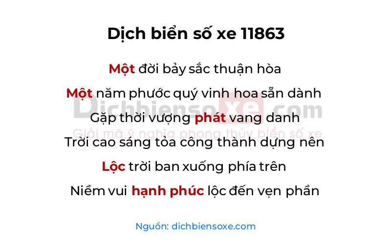 Dịch thơ biển số 11863