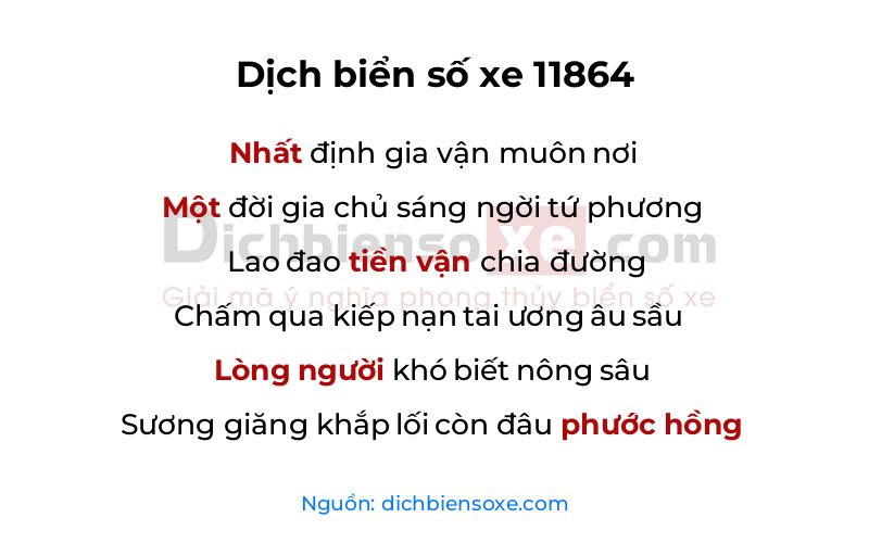 Dịch thơ biển số 11864