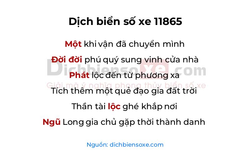 Dịch thơ biển số 11865