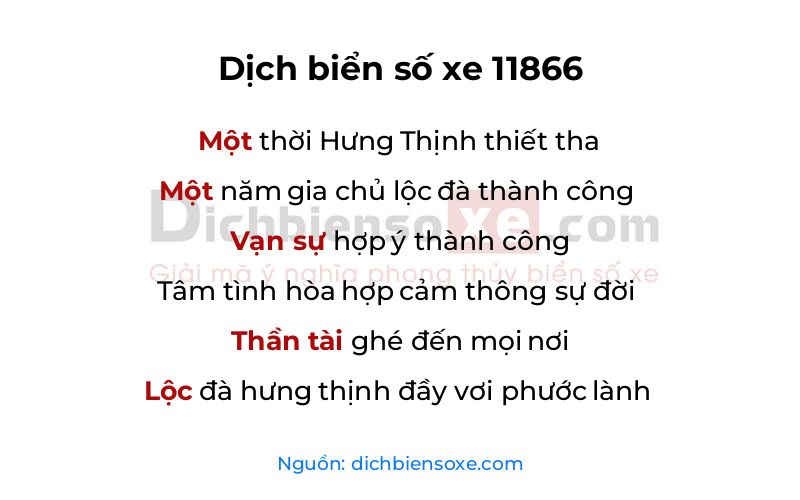 Dịch thơ biển số 11866