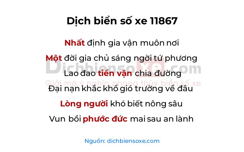 Dịch thơ biển số 11867