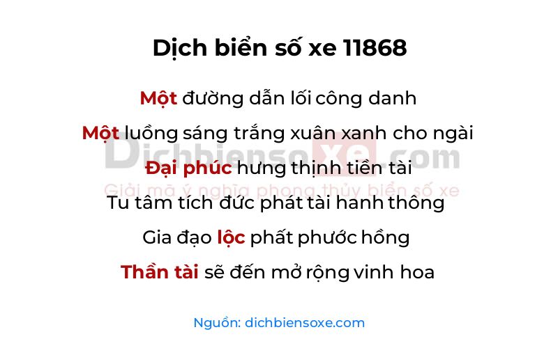 Dịch thơ biển số 11868