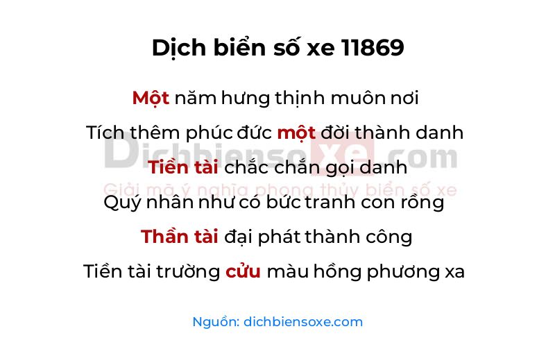 Dịch thơ biển số 11869