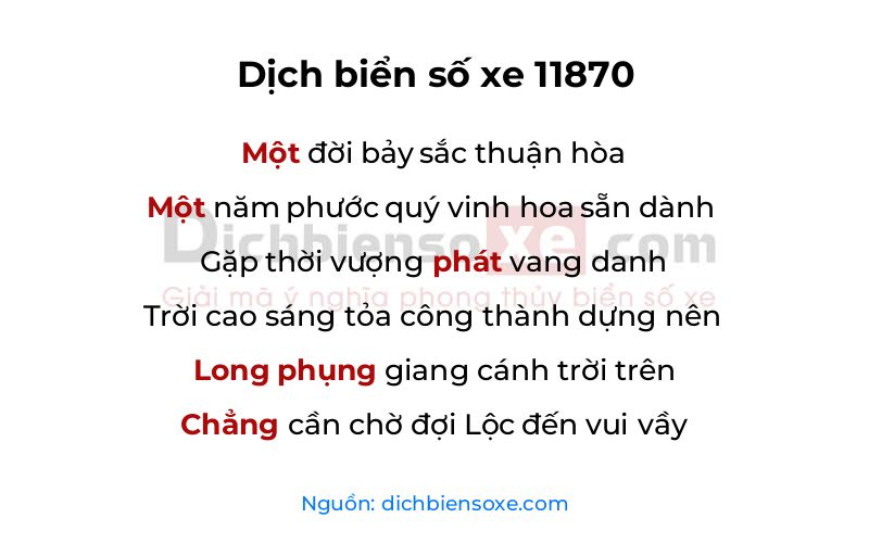 Dịch thơ biển số 11870