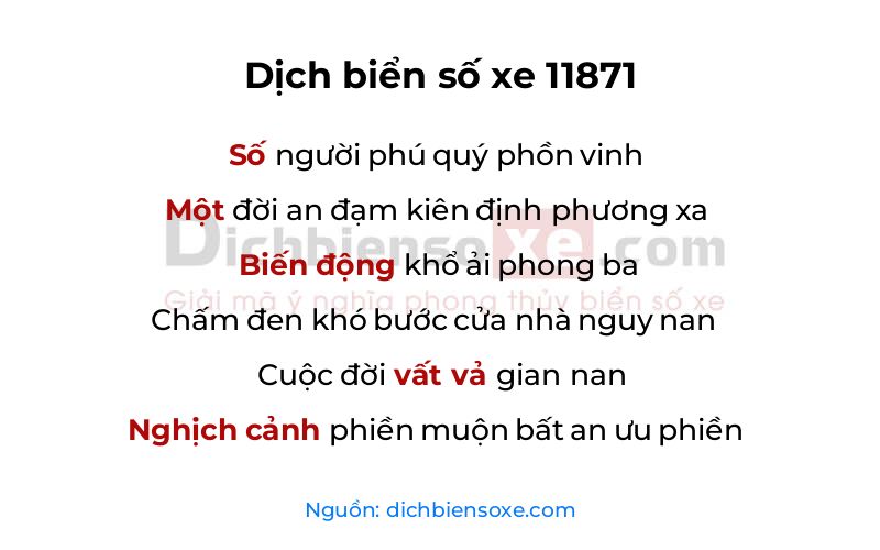 Dịch thơ biển số 11871