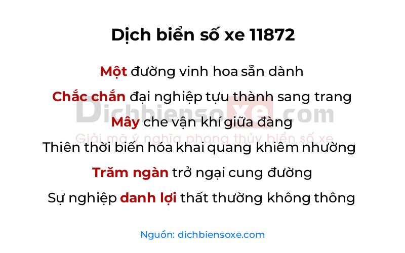Dịch thơ biển số 11872