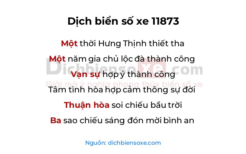 Dịch thơ biển số 11873