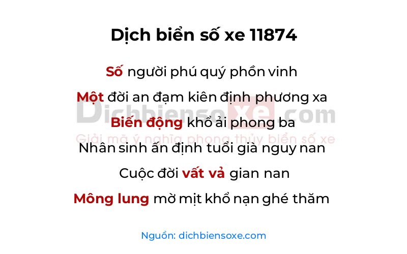 Dịch thơ biển số 11874