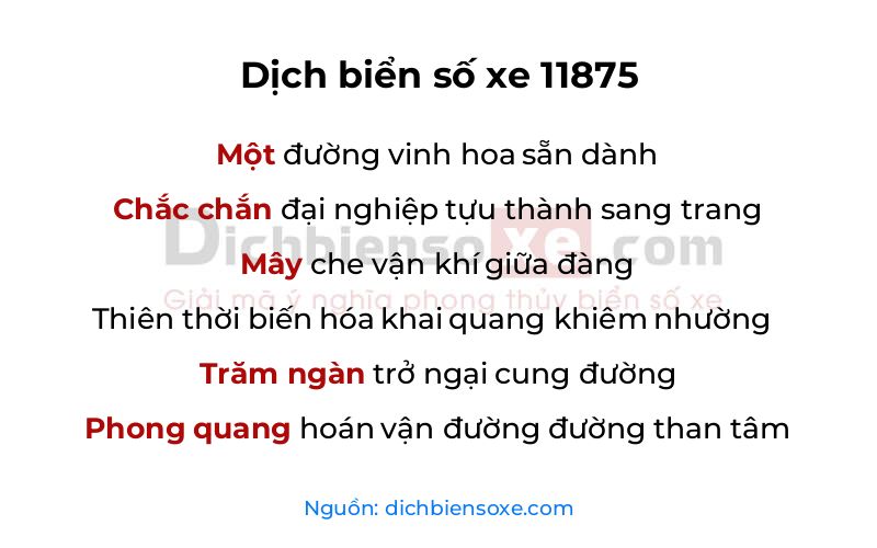 Dịch thơ biển số 11875