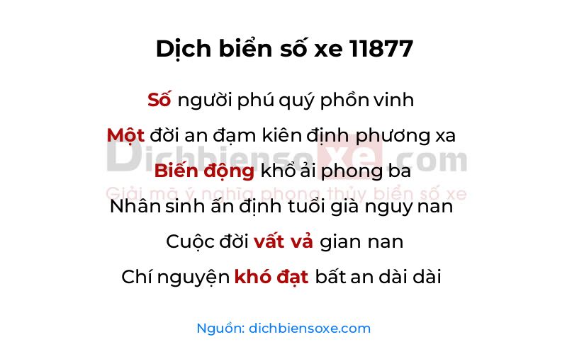 Dịch thơ biển số 11877