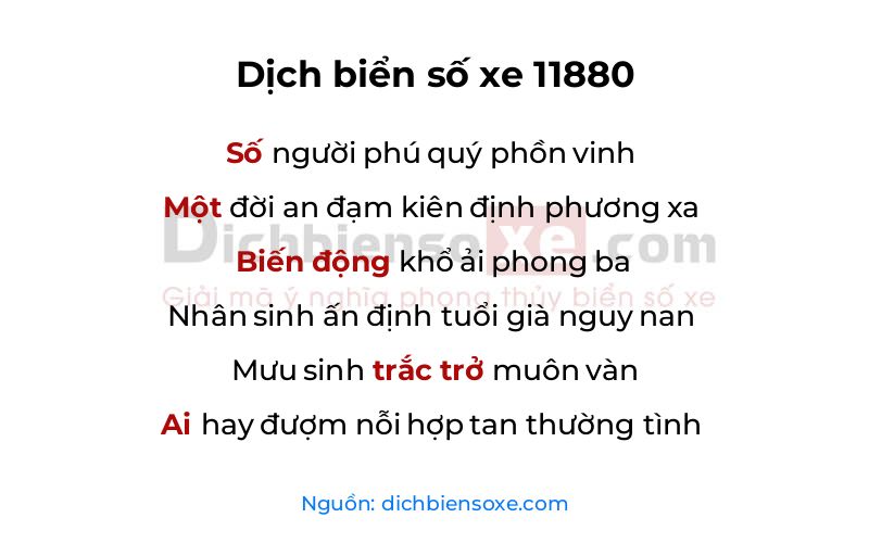 Dịch thơ biển số 11880