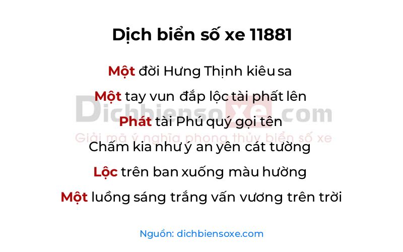 Dịch thơ biển số 11881