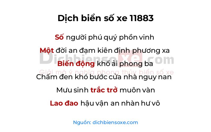 Dịch thơ biển số 11883