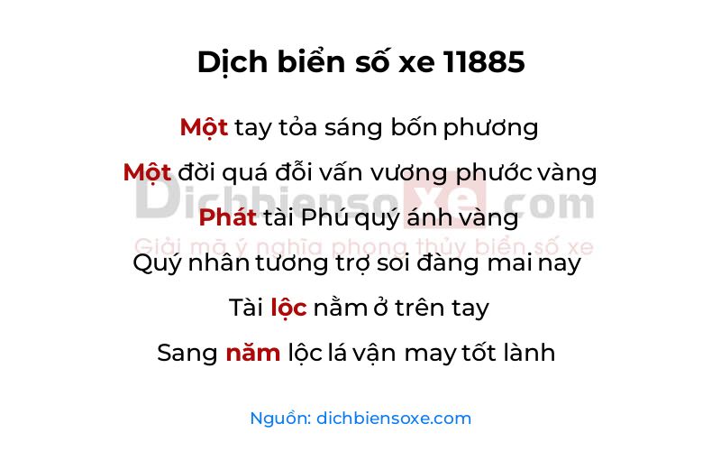 Dịch thơ biển số 11885
