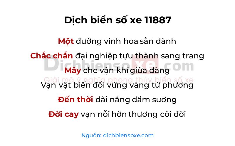 Dịch thơ biển số 11887