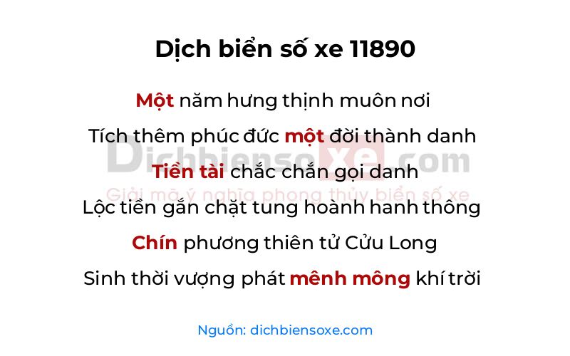 Dịch thơ biển số 11890