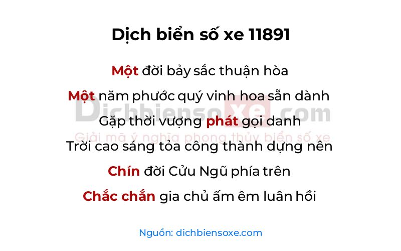 Dịch thơ biển số 11891