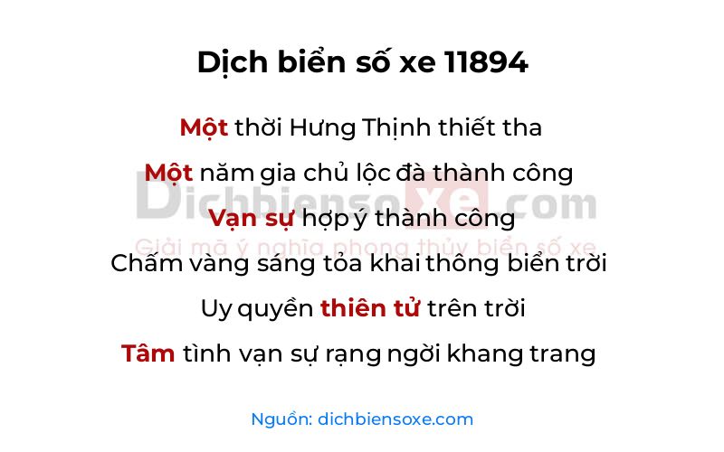 Dịch thơ biển số 11894