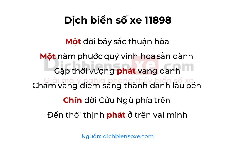 Dịch thơ biển số 11898