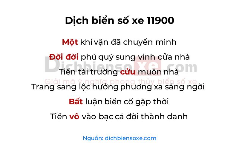 Dịch thơ biển số 11900