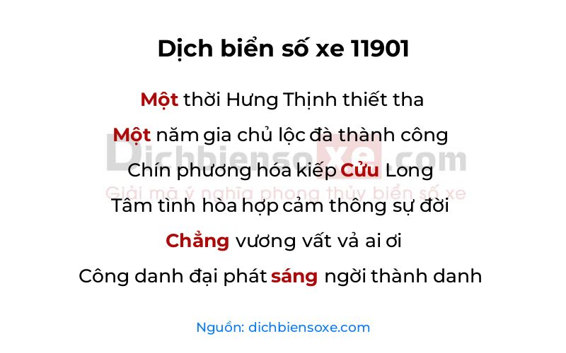Dịch thơ biển số 11901