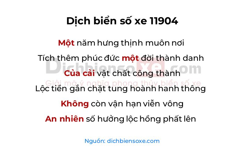 Dịch thơ biển số 11904