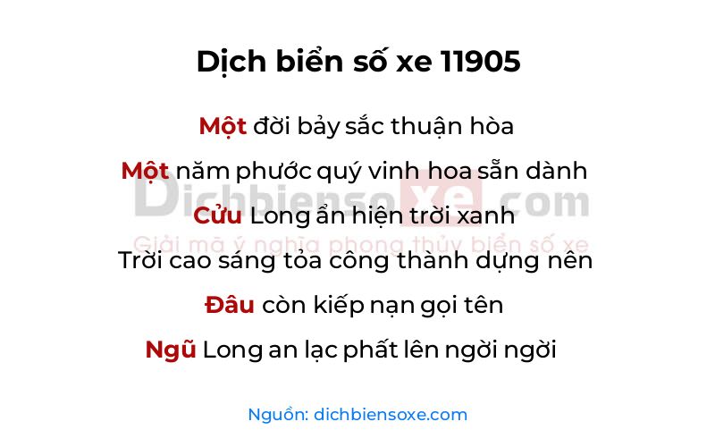 Dịch thơ biển số 11905