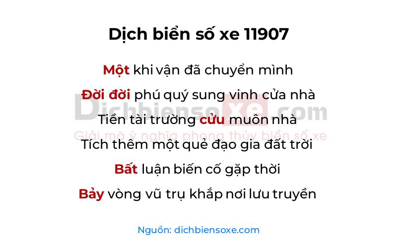Dịch thơ biển số 11907