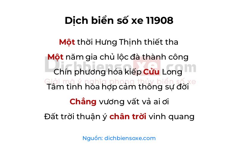 Dịch thơ biển số 11908