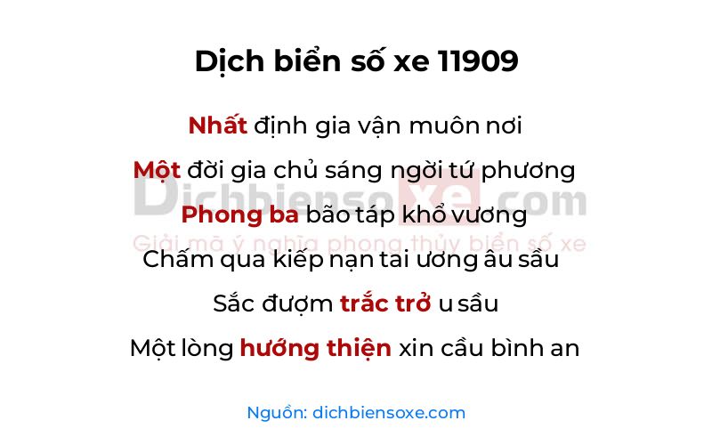 Dịch thơ biển số 11909
