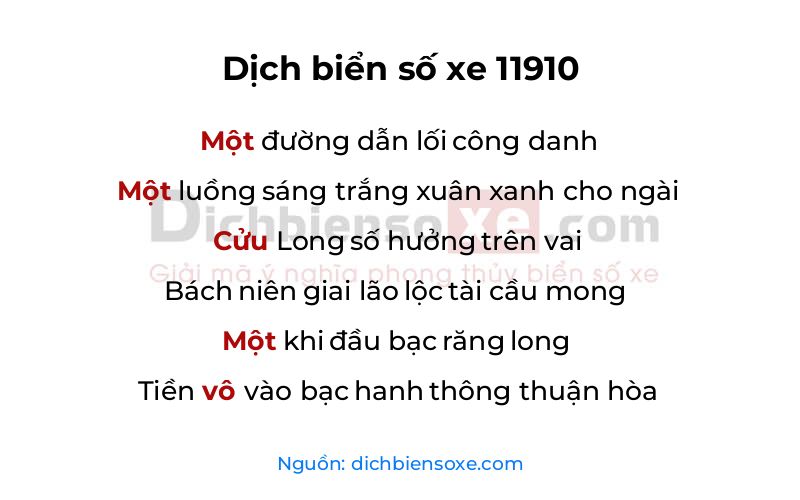Dịch thơ biển số 11910