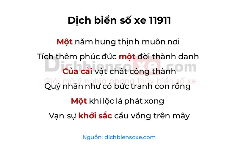 Dịch thơ biển số 11911