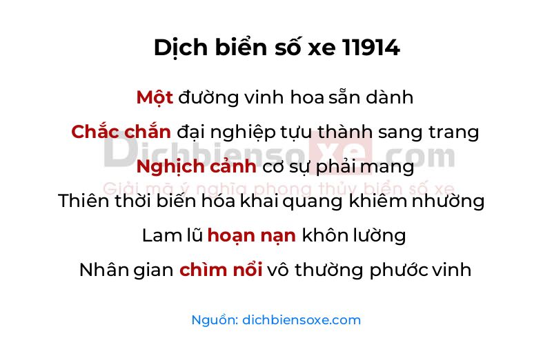 Dịch thơ biển số 11914