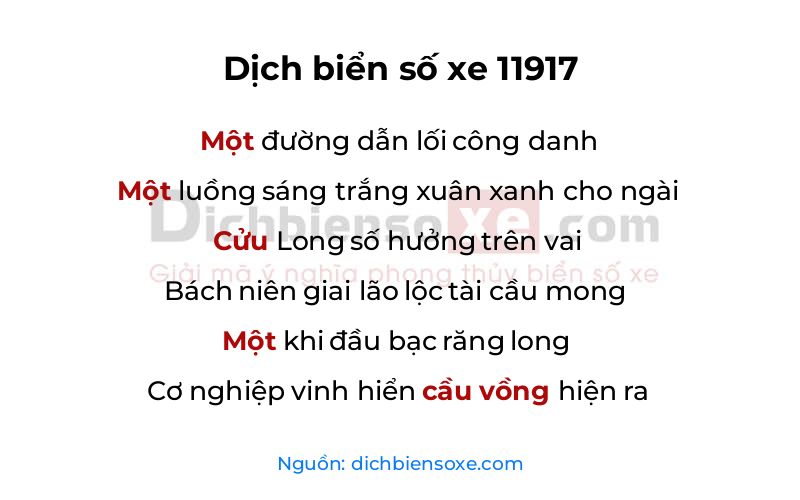Dịch thơ biển số 11917