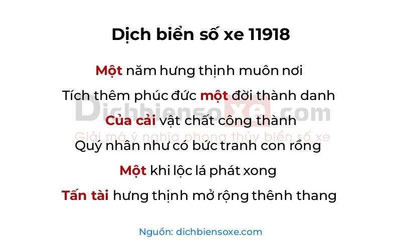 Dịch thơ biển số 11918