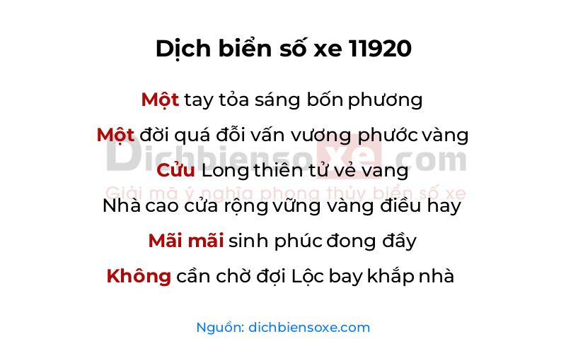 Dịch thơ biển số 11920