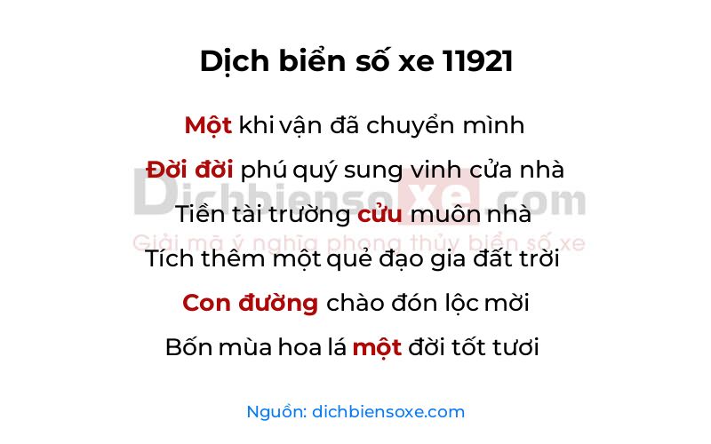 Dịch thơ biển số 11921