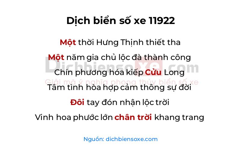 Dịch thơ biển số 11922