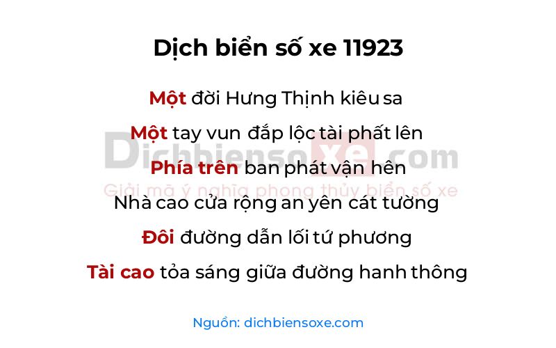 Dịch thơ biển số 11923