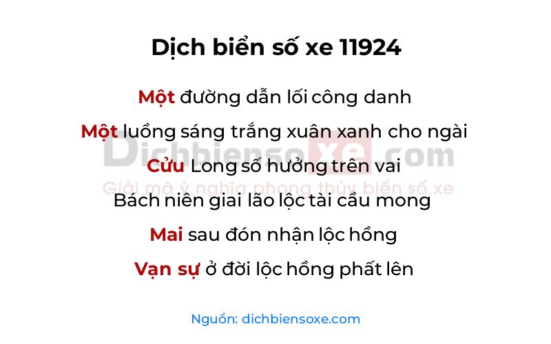 Dịch thơ biển số 11924