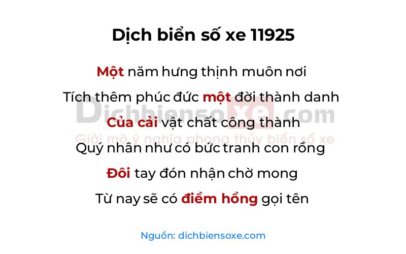 Dịch thơ biển số 11925